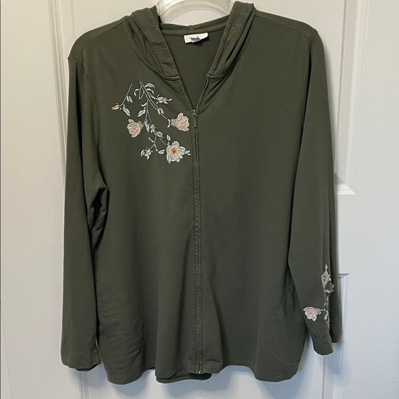 J. Jill Jackets & Blazers - J. Jill Sage Green Embroidered Jacket XL